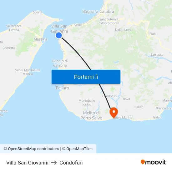Villa San Giovanni to Condofuri map