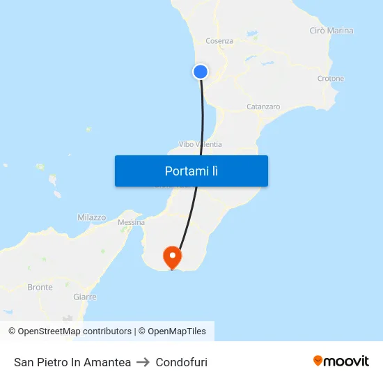 San Pietro In Amantea to Condofuri map