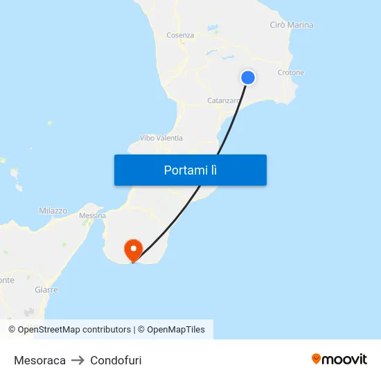 Mesoraca to Condofuri map