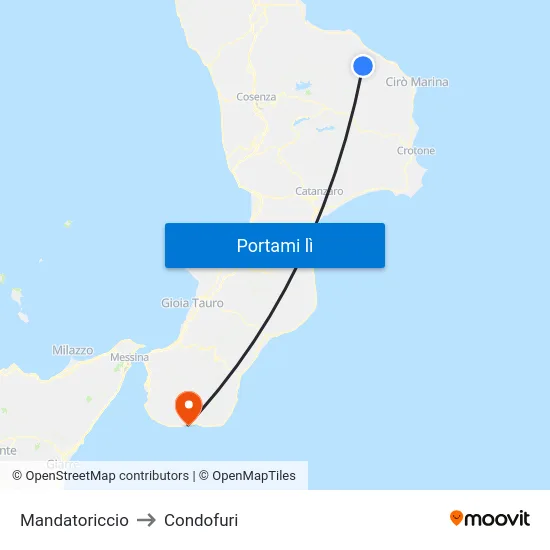 Mandatoriccio to Condofuri map