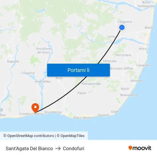 Sant'Agata Del Bianco to Condofuri map