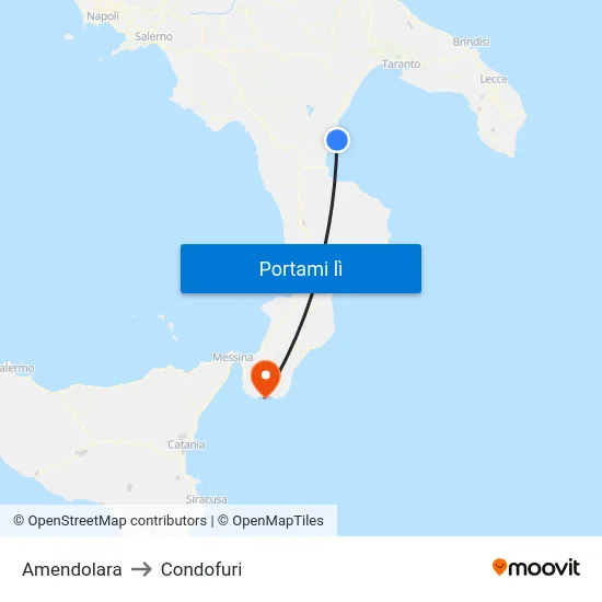Amendolara to Condofuri map
