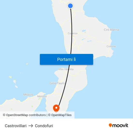 Castrovillari to Condofuri map