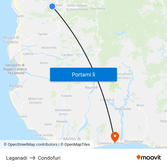 Laganadi to Condofuri map
