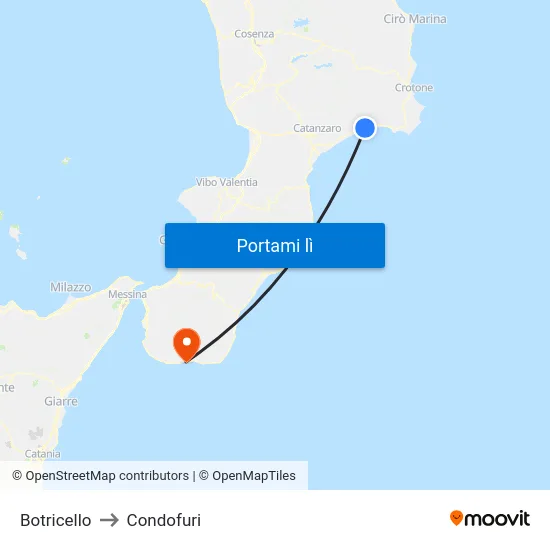 Botricello to Condofuri map