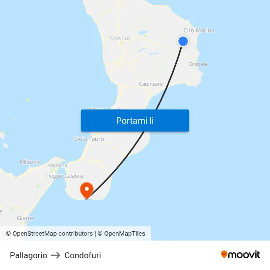 Pallagorio to Condofuri map