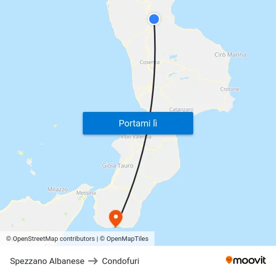 Spezzano Albanese to Condofuri map