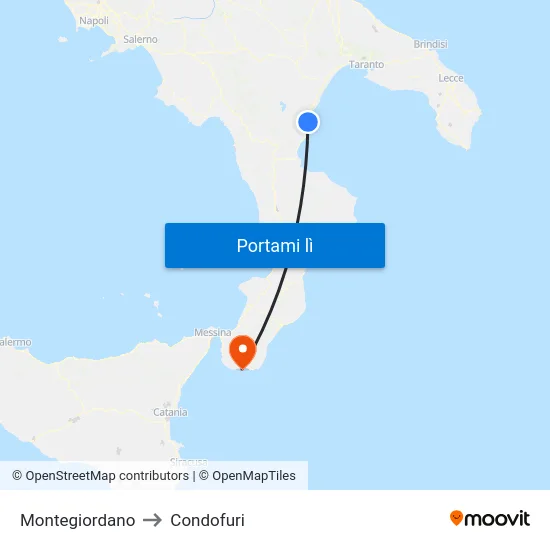 Montegiordano to Condofuri map