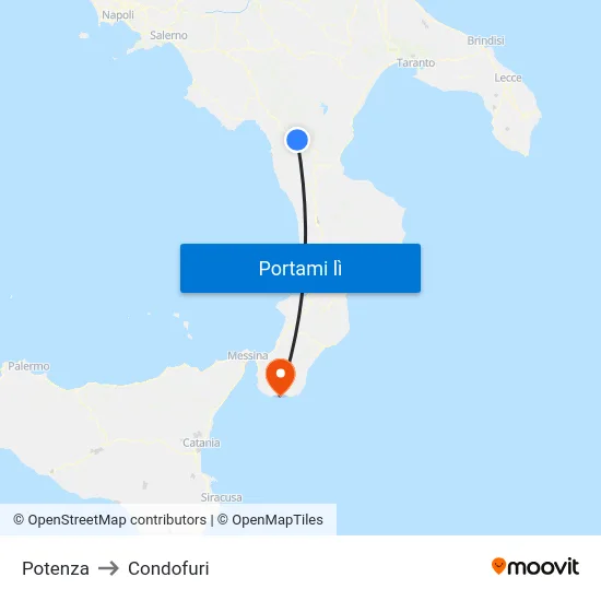 Potenza to Condofuri map