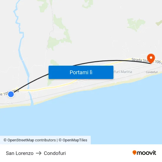 San Lorenzo to Condofuri map