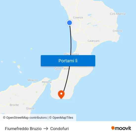 Fiumefreddo Bruzio to Condofuri map