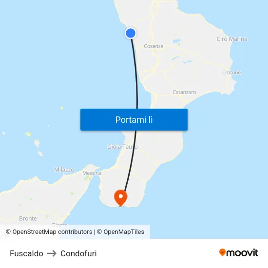 Fuscaldo to Condofuri map