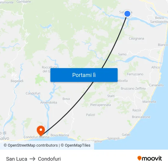 San Luca to Condofuri map