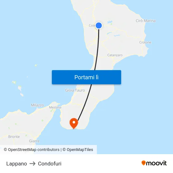 Lappano to Condofuri map