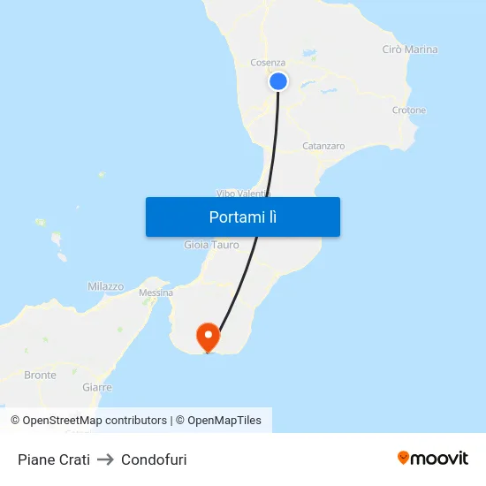 Piane Crati to Condofuri map