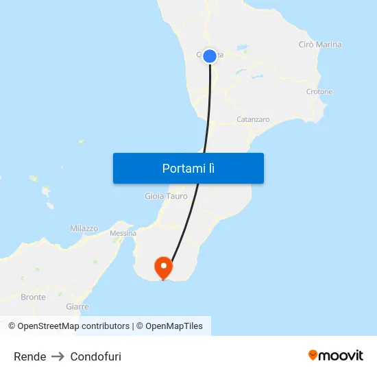 Rende to Condofuri map