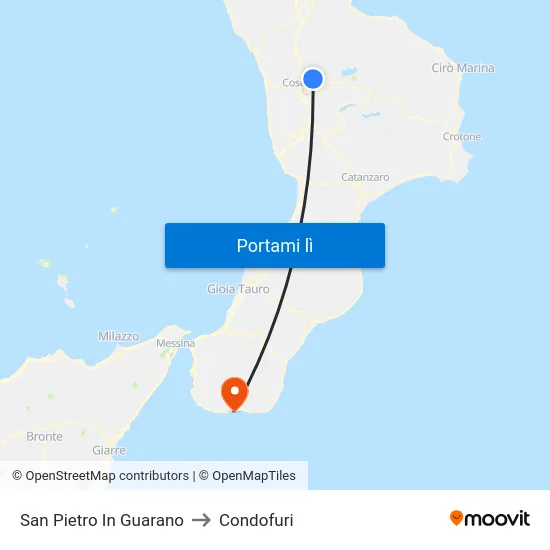 San Pietro In Guarano to Condofuri map