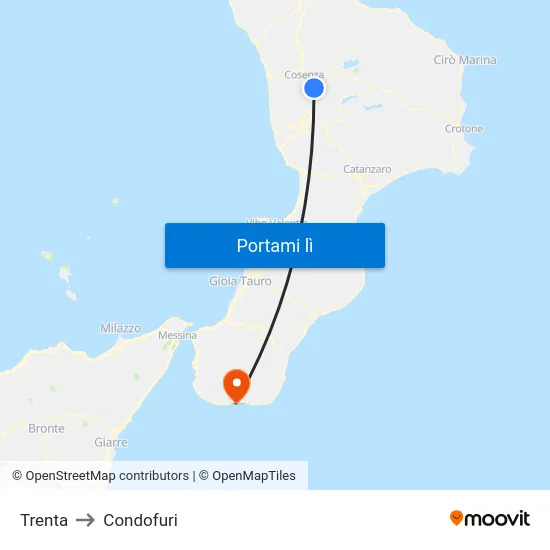 Trenta to Condofuri map