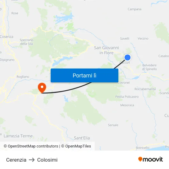 Cerenzia to Colosimi map