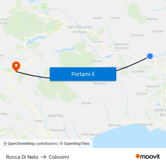 Rocca Di Neto to Colosimi map
