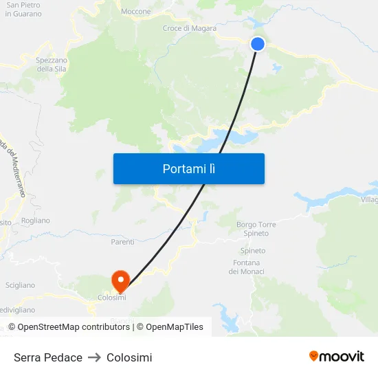 Serra Pedace to Colosimi map