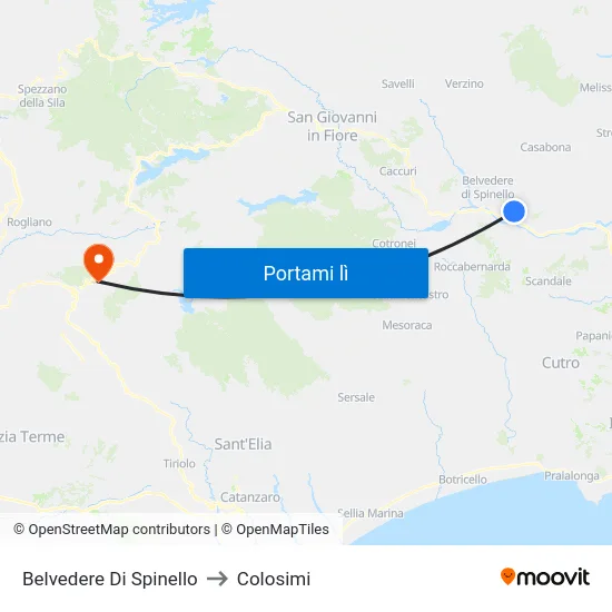Belvedere Di Spinello to Colosimi map