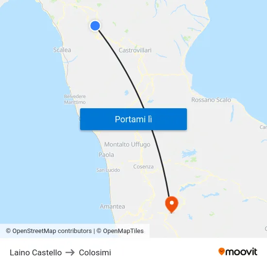 Laino Castello to Colosimi map