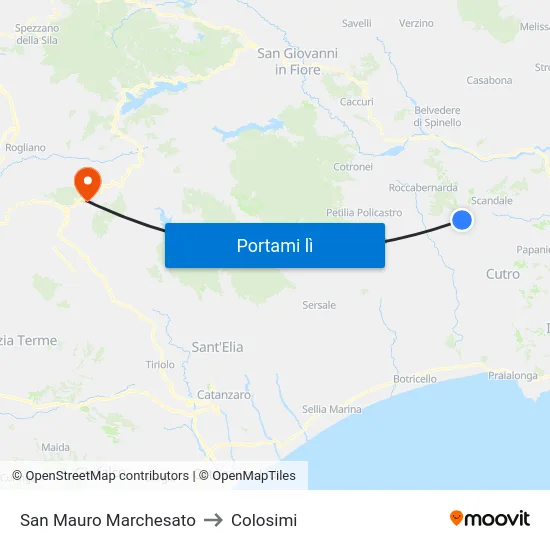 San Mauro Marchesato to Colosimi map