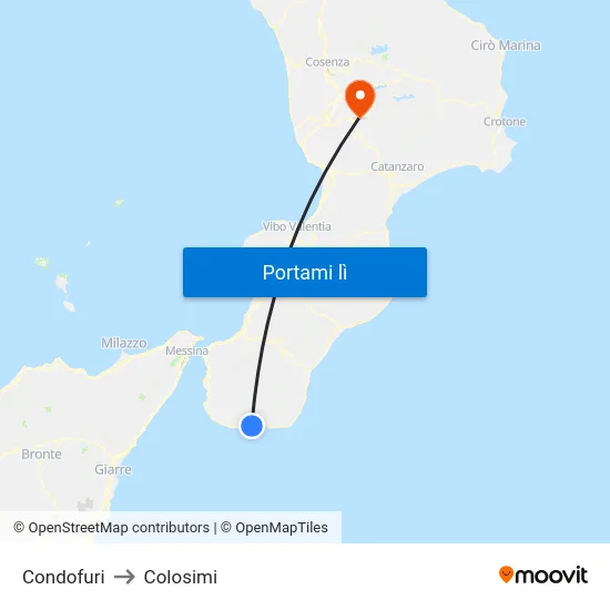 Condofuri to Colosimi map