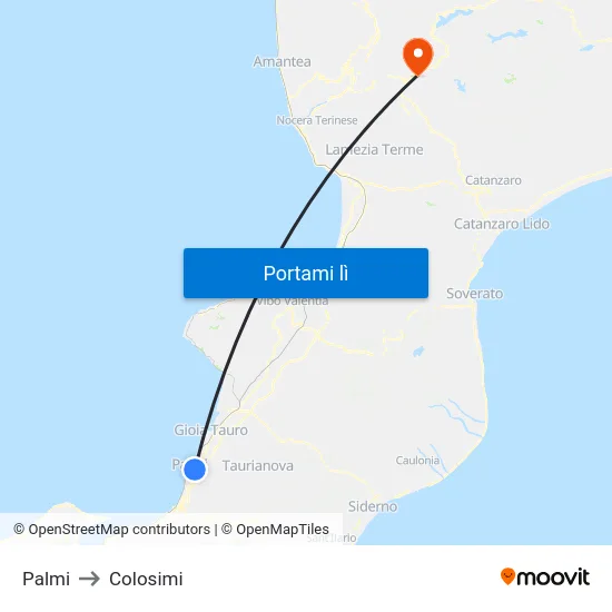 Palmi to Colosimi map