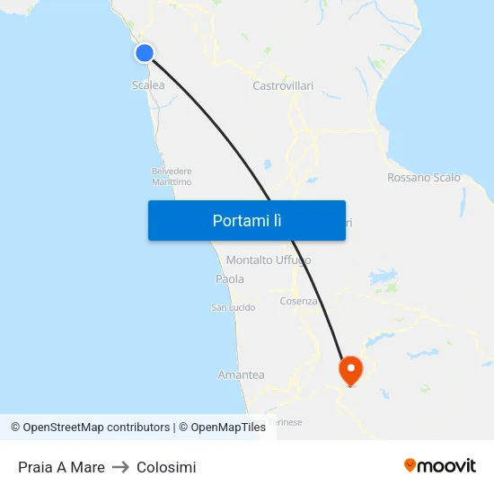Praia A Mare to Colosimi map