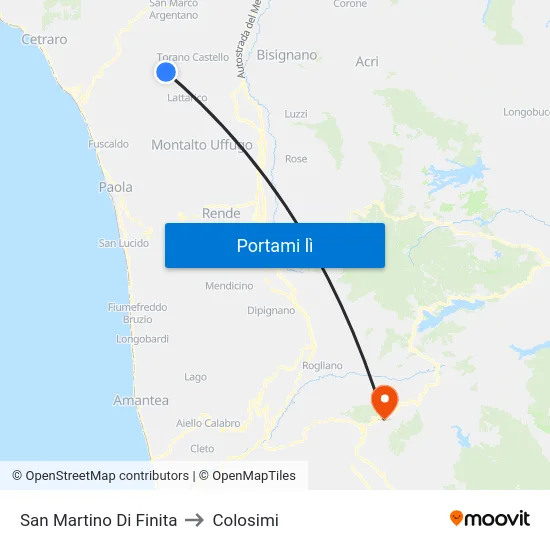San Martino Di Finita to Colosimi map
