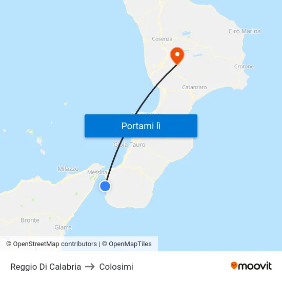 Reggio Di Calabria to Colosimi map