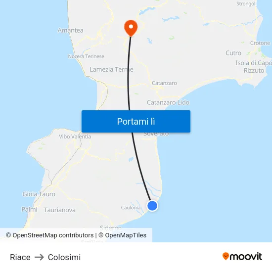 Riace to Colosimi map