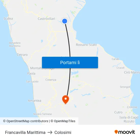 Francavilla Marittima to Colosimi map