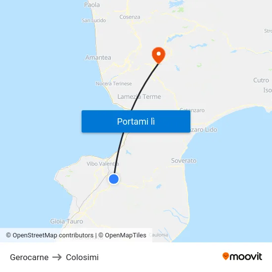 Gerocarne to Colosimi map