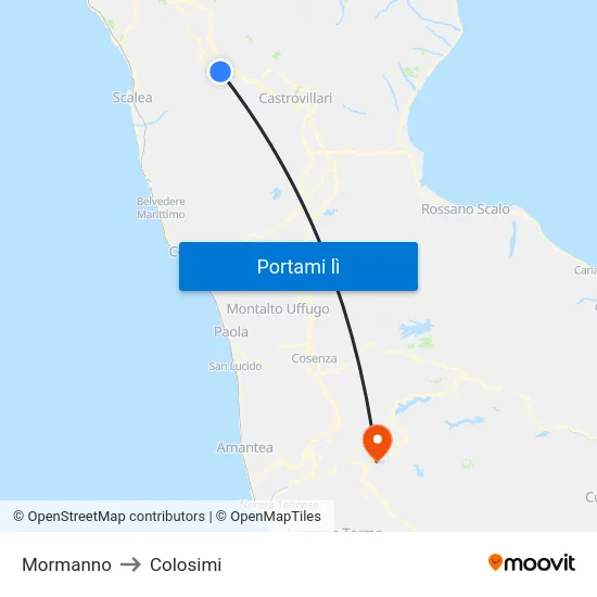 Mormanno to Colosimi map
