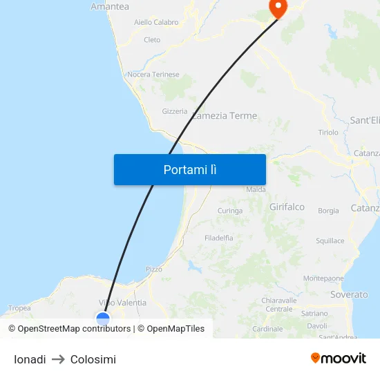 Ionadi to Colosimi map