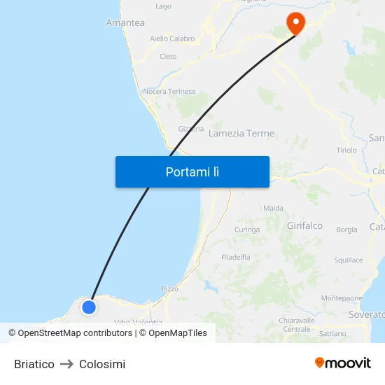 Briatico to Colosimi map