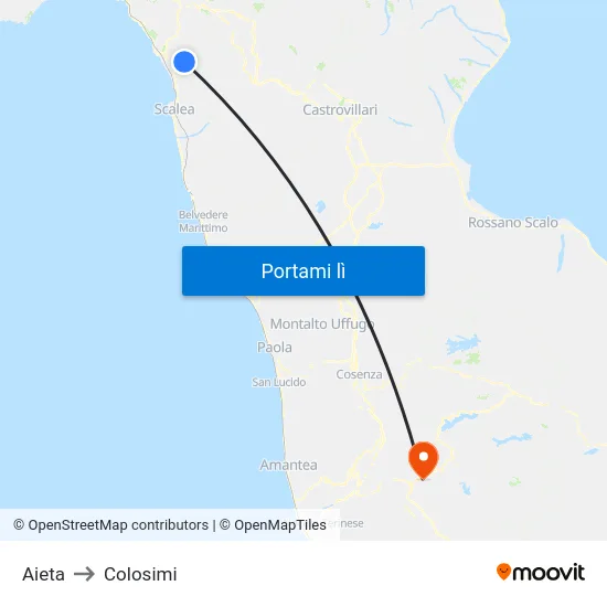 Aieta to Colosimi map
