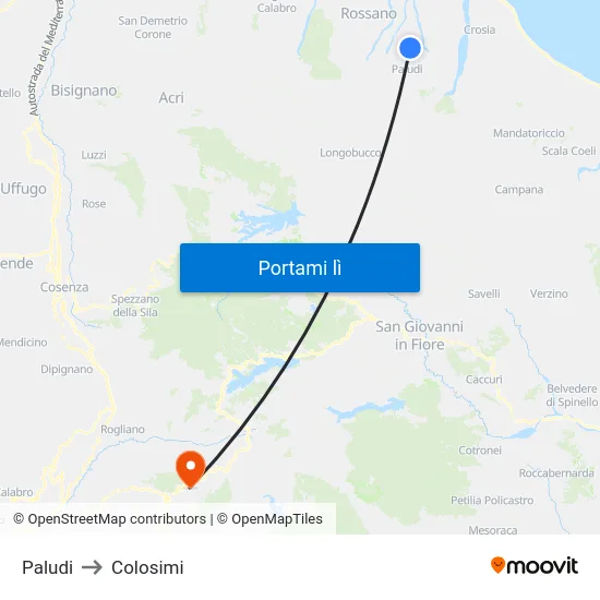 Paludi to Colosimi map