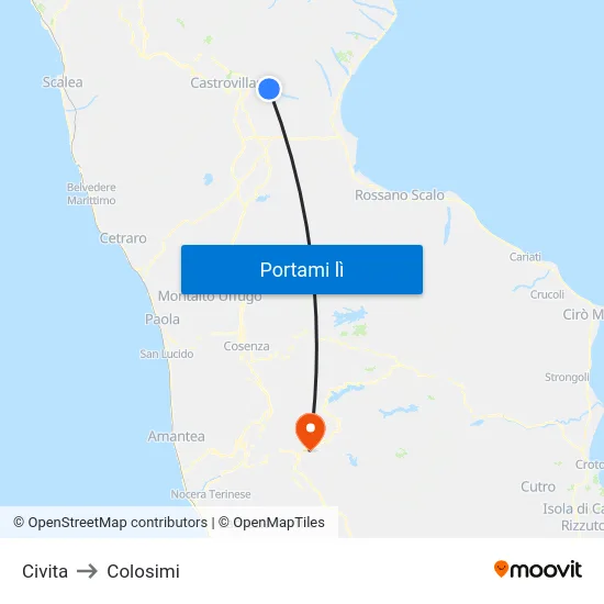 Civita to Colosimi map