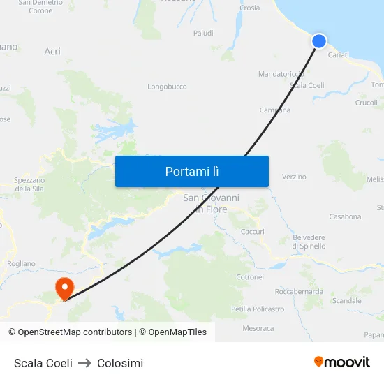 Scala Coeli to Colosimi map