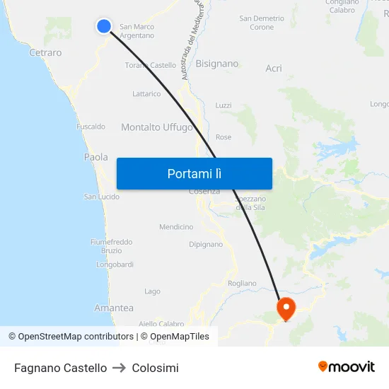 Fagnano Castello to Colosimi map