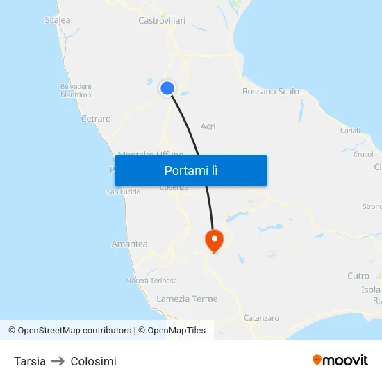 Tarsia to Colosimi map