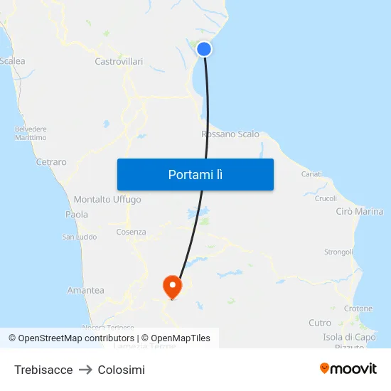 Trebisacce to Colosimi map