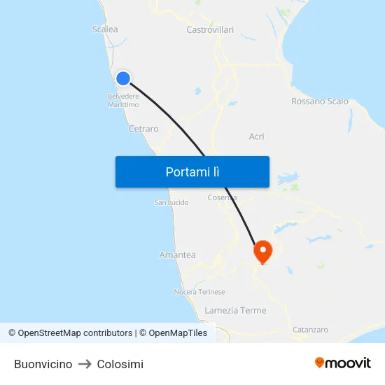 Buonvicino to Colosimi map