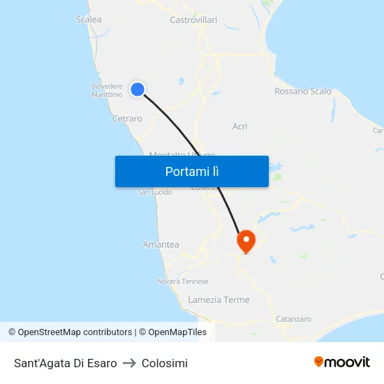 Sant'Agata Di Esaro to Colosimi map