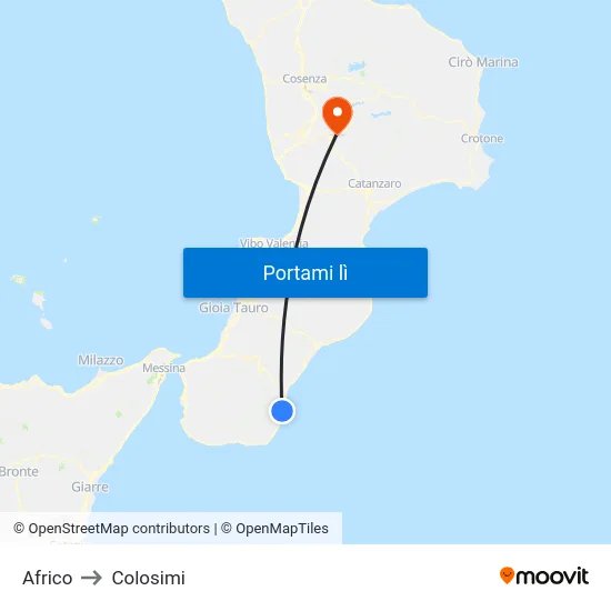 Africo to Colosimi map