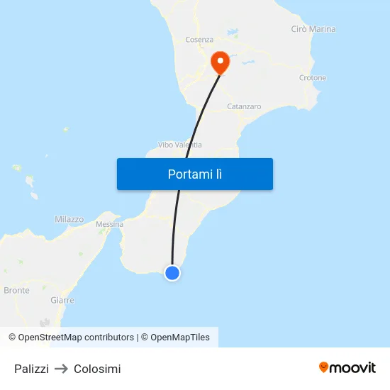 Palizzi to Colosimi map